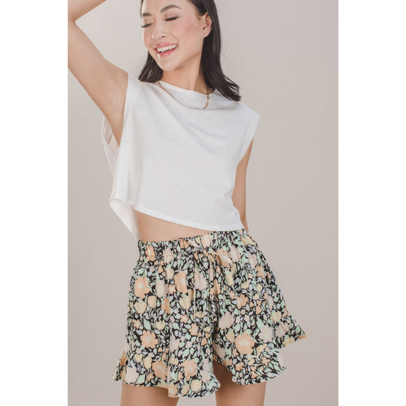 Floral Print Ruffle Shorts