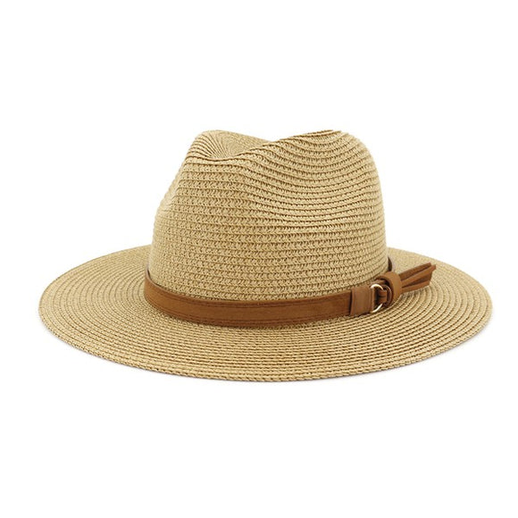 Beach Summer Casual Straw Panama Hat - Thin Buckle