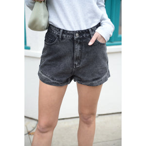 Black Color High Waist Denim Shorts