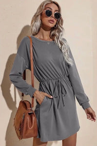 Casual Long Sleeve Mini Dress