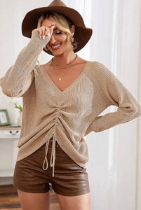 Cozy Ruched Long Sleeve Crop Sweater