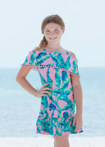 Girls Preppy Palm Cover Up