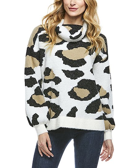 Leopard Cowl Neck Sweater